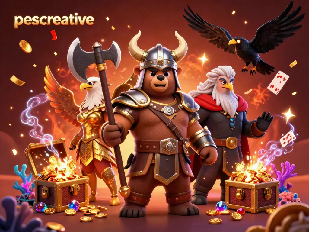 Experience the thrill of pescreative through a Viking themed casino scene with dynamic characters and engaging elements.
