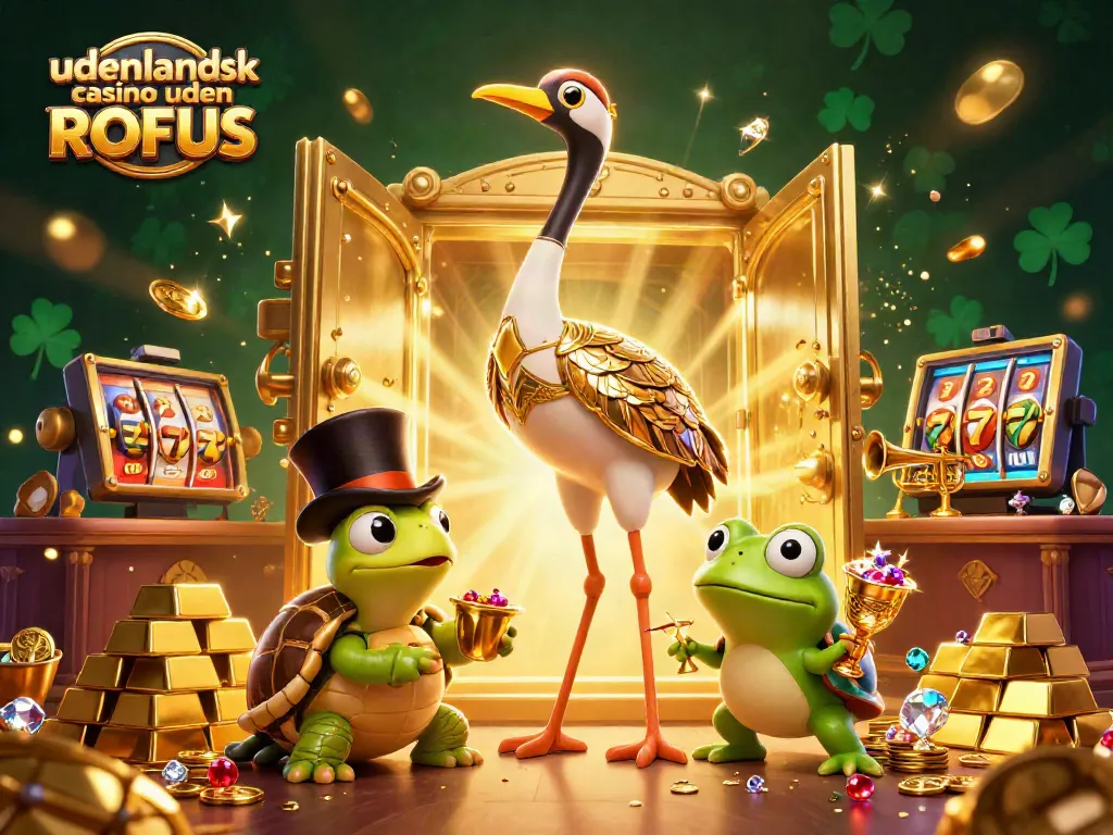 Experience excitement at udenlandsk casino uden ROFUS with a vibrant 3D illustration of gaming action.