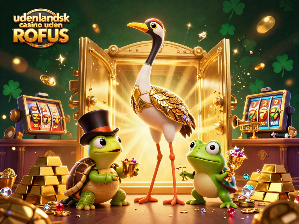 Experience excitement at udenlandsk casino uden ROFUS with a vibrant 3D illustration of gaming action.