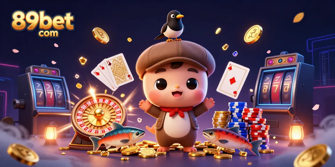 Hit the jackpot with 89bet com in this vibrant, playful casino scene featuring Lucky Nessie and friends!