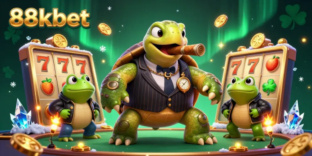 Experience thrilling gameplay with 88kbet's lively casino scene featuring animated characters and vibrant slot elements.