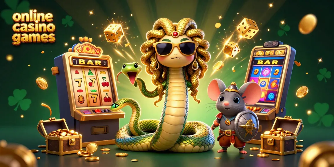 Experience thrilling online casino games with Medusa and a warrior mouse amid dazzling slot jackpots.
