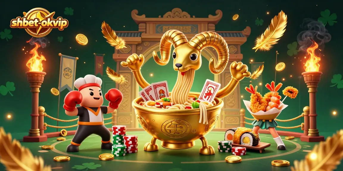 Engage in thrilling gameplay at shbet-okvip with a vibrant 3D casino illustration featuring unique characters.