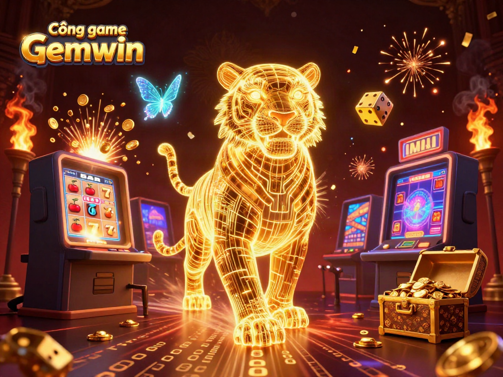 Engage with Cổng game Gemwin and discover vibrant 3D casino landscapes filled with game elements and energy.