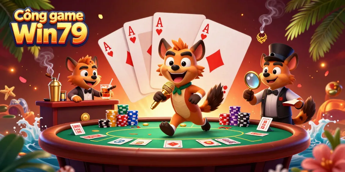 Experience a dynamic scene at Cổng game Win79, where hyenas run a casino club, immersing in vibrant gaming activities.