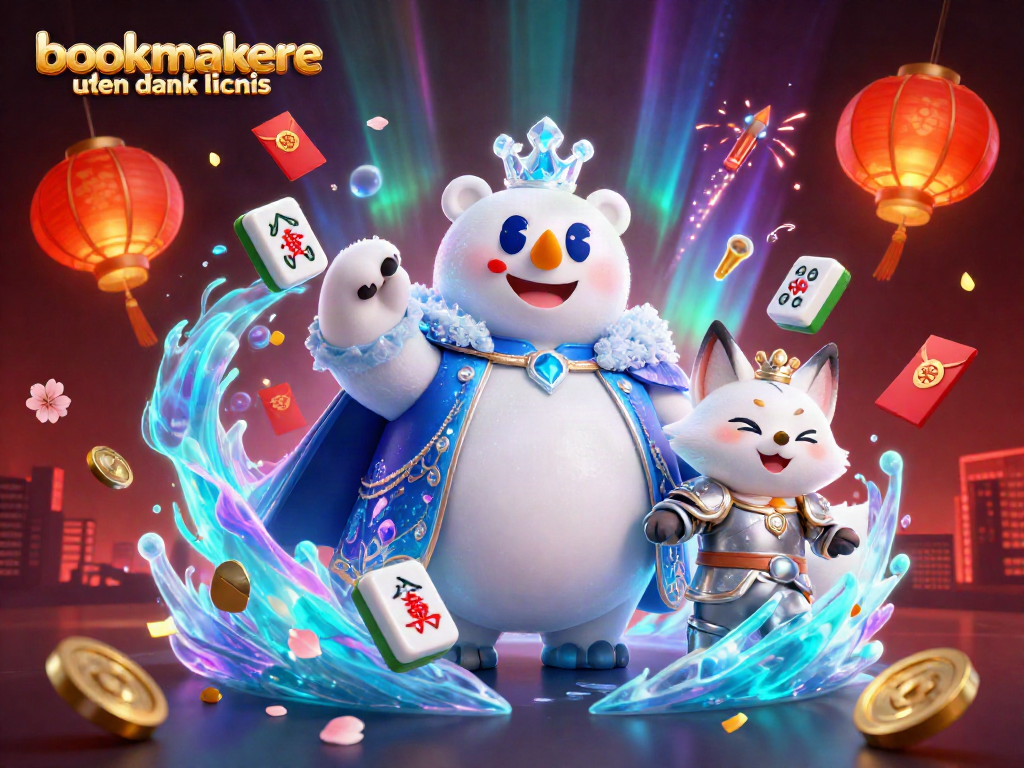 Place bets confidently with bookmakere uden dansk licens in this vibrant casino scene featuring a polar bear.