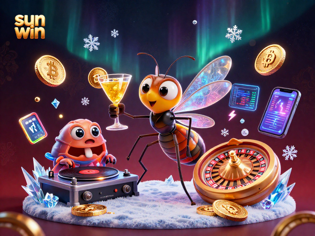 Experience thrilling gameplay at sun win with unique casino characters and vibrant crypto elements.