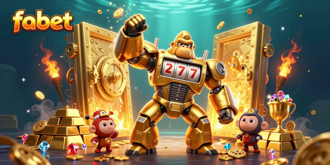 Join the excitement at fabet with a dynamic golden gorilla mech and treasure elements bursting forth!