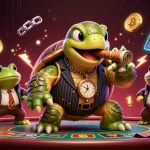 Engage with tỷ lệ nhà cái strategies through a lively casino scene featuring cartoon characters and gambling elements.