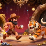 Play exciting casino games at f8bet, featuring vibrant characters, golden treasures, and dynamic action!
